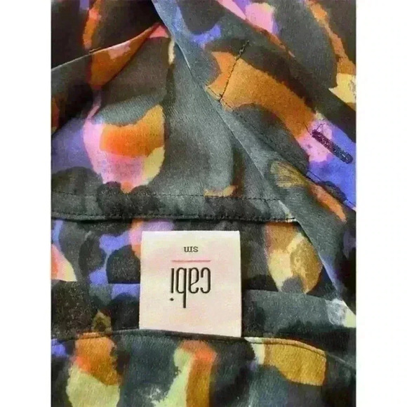 Cabi Women's M Multicolor Abstract Tunic Blouse Short Dolman Sleeve - Picture 2 of 7